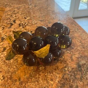 MCM Vintage Lucite Decorative Glass Grapes with Leaves